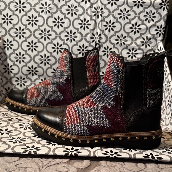 Free People Shoes - Free People Multicolor Plaid textile Boots with Black leather Accents Sz 36.5